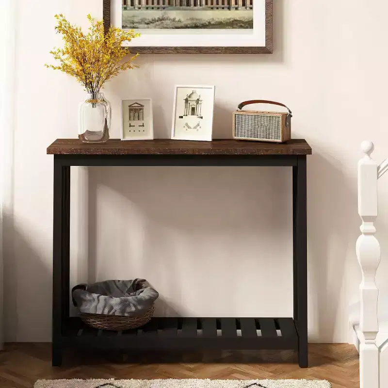 Rustic Console Table with Lower Shelf