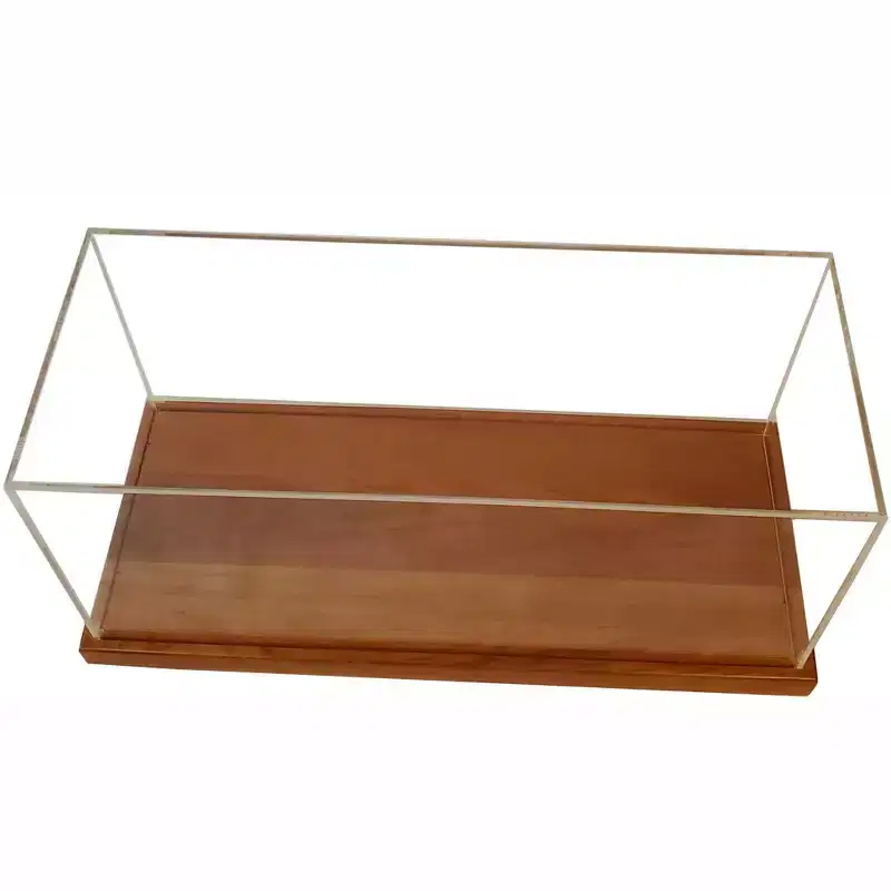 28 Wood Brown Glass Standard Display Stand