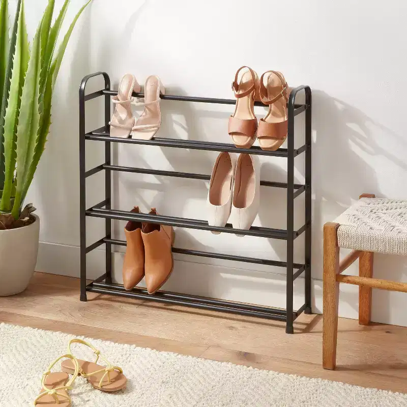 3-Tier Metal Shoe Rack – Freestanding Organizer, Holds 9 Pairs, 29