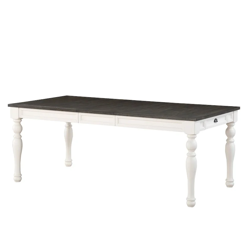 Two-Tone Farmhouse Dining Table, Soft White & Dark Oak, Seats 6