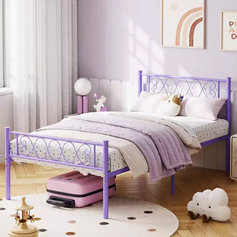 TROPOW Twin Size Metal Bed Frame with Headboard & Footboard  Sturdy 12.2 Platform for Kids/Teens, No Box Spring Needed (1-Pack