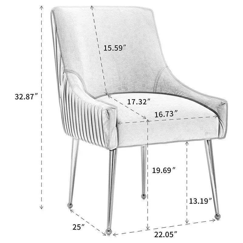 SEYNAR Modern Velvet Pleated Finish Back Dining Chair Set of 4 with Rear Handle