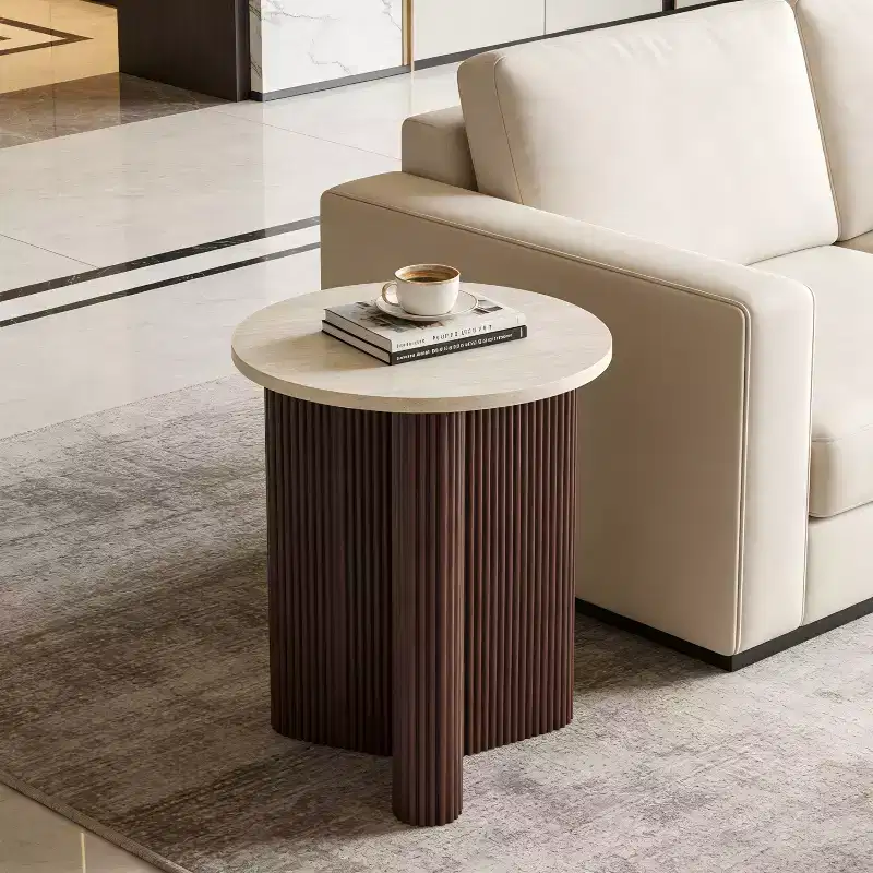 Home Ursule Modern Wood Fluted End Table