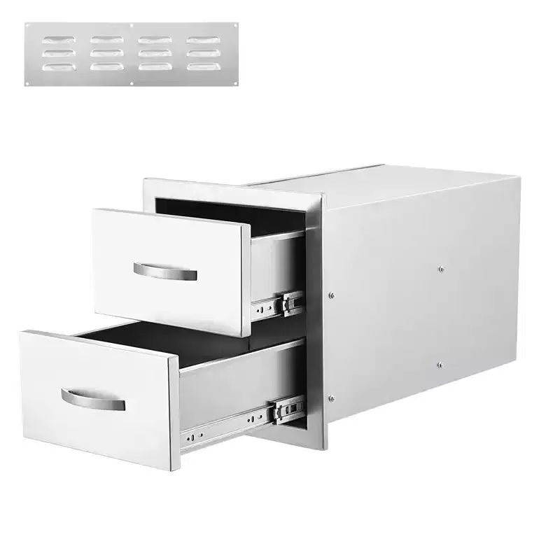 Stainless Steel Drawer Cabinet, Heavy-Duty Outdoor Storage Chest, Weatherproof Multi-Layer Drawer Unit for Patio, Kitchen & Garage Organization