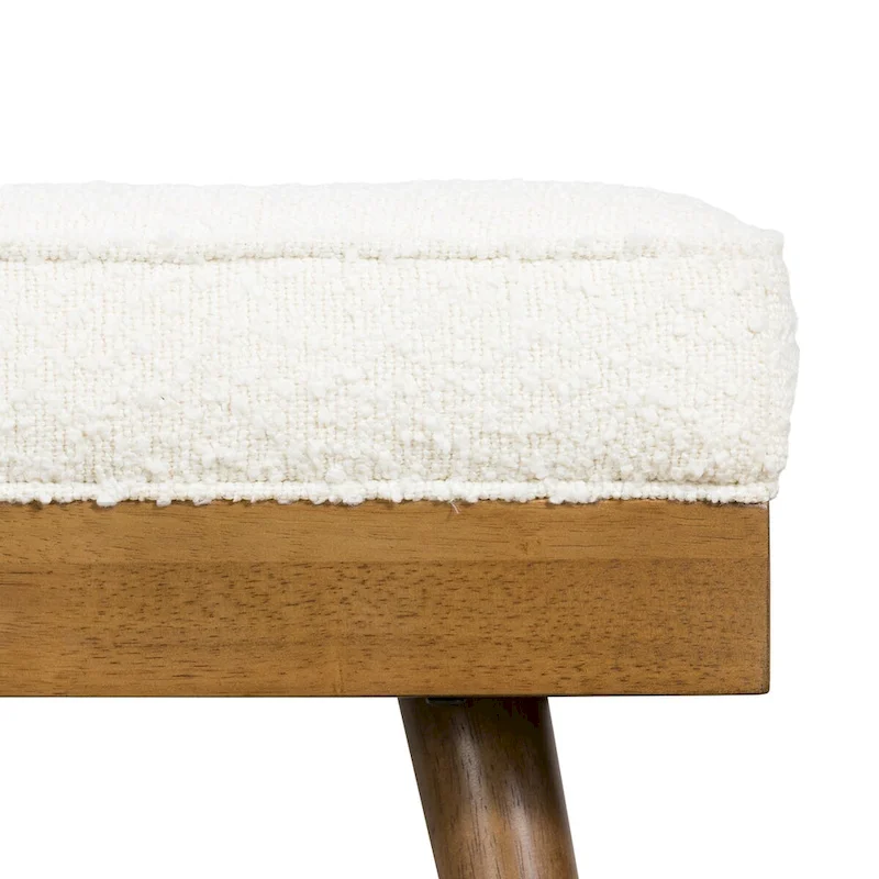 Poly & Bark Luca Fabric Bench - Tufted Seat with Solid Wood Legs