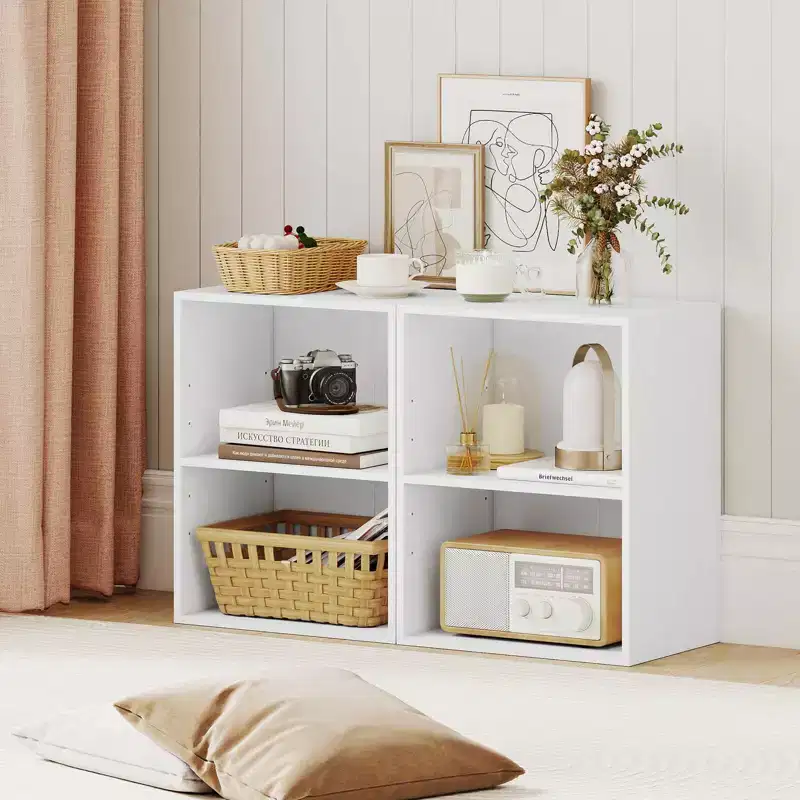 2-Cube Bookcase with Adjustable Shelf Freestanding 2-Tier Open Bookshelf Modern