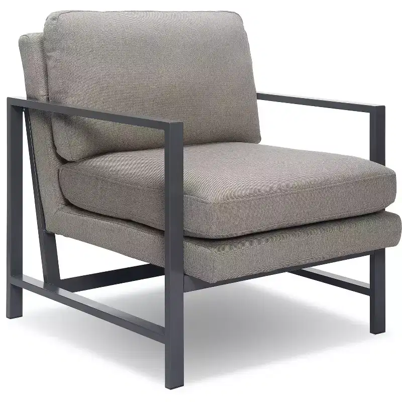 Russell Bronze Metal Frame Accent Chair Gray - Finch: Upholstered Polyester, Modern Club Chair with 250lb Capacity