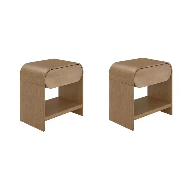 Nathan James Set of 2 Iris Nightstand Light Brown