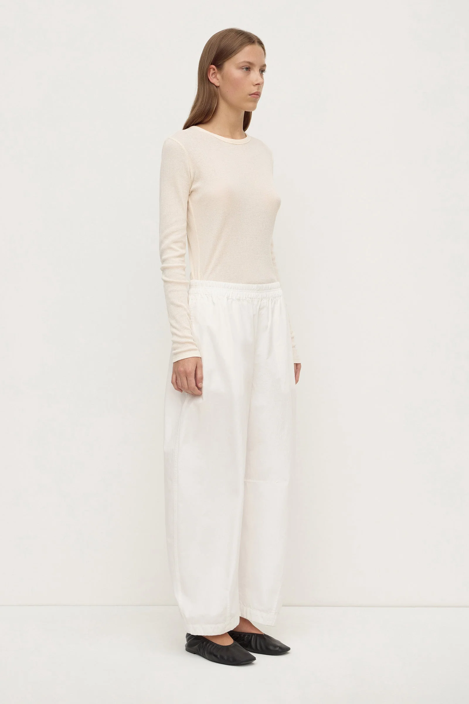 White Cotton Voluminous Barrel Leg Pant