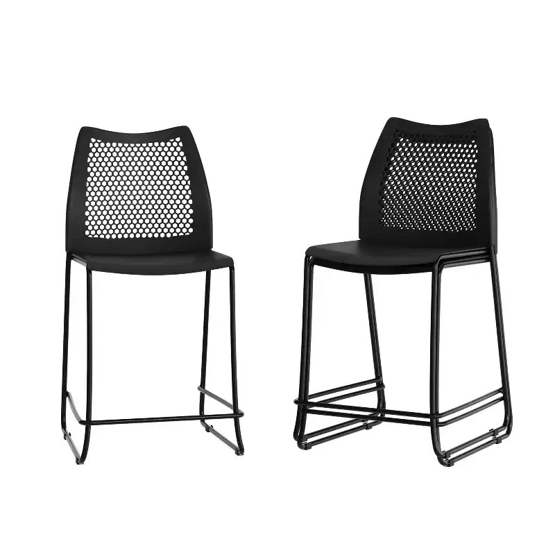 Flash Furniture 3 Pack Hercules Stackable Counter Stool with Air-Vent Back and Powder Coated Sled Base