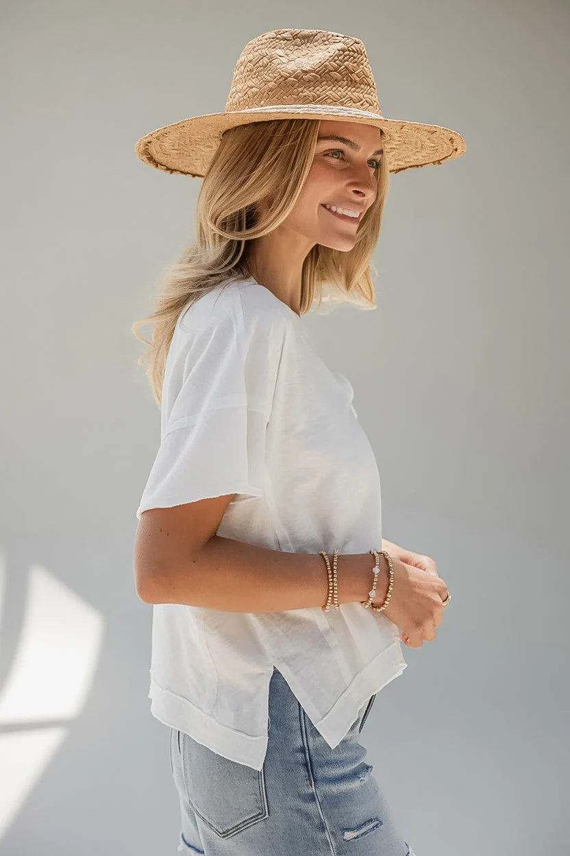 V-Neck Relaxed Short Sleeve Cotton Top