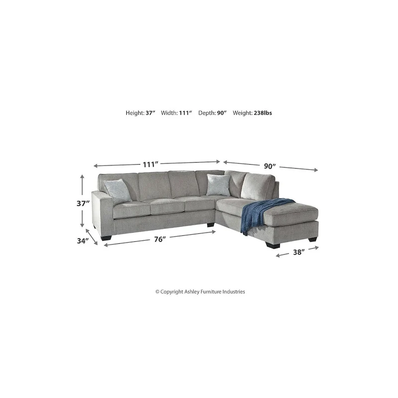 2-Piece Sleeper Sectional Sofa with Chaise | Pull-Out Bed | Upholstered | Living Room