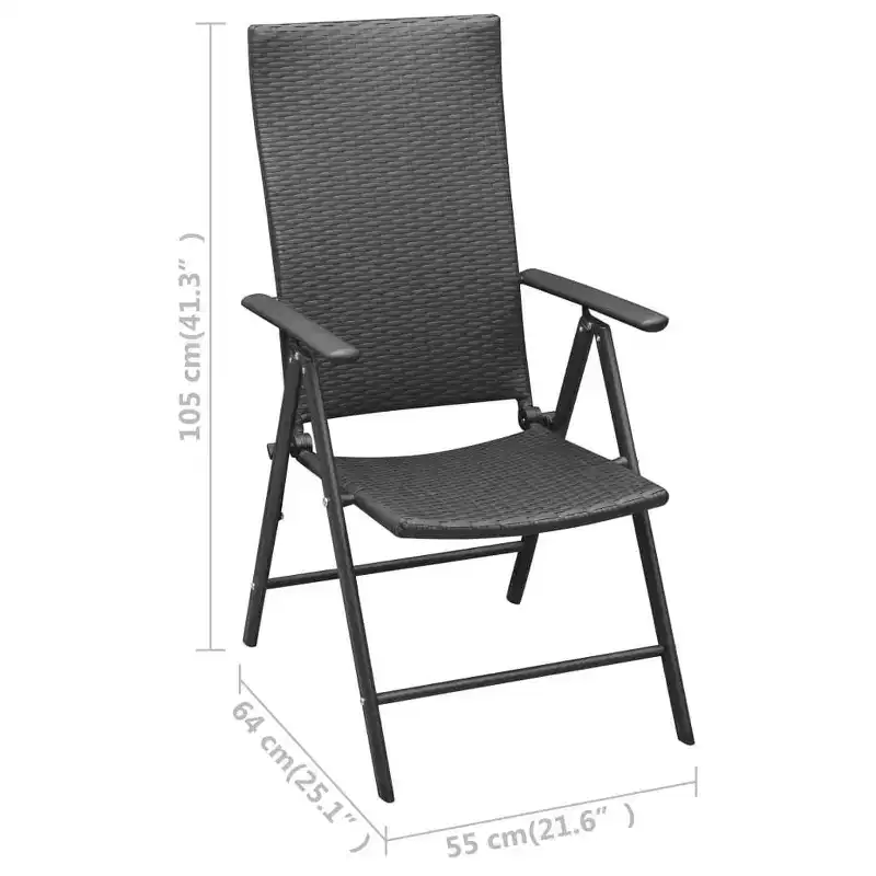 vidaXL Dining Set Black and Brown PE Rattan, Aluminum, WPC