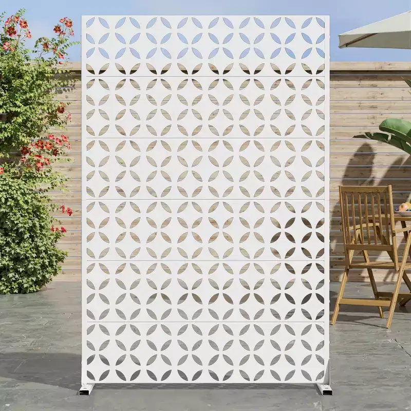 72 H47W Dovelina White Metal Planter Box with Trellis Privacy Screen for Caf Patio,Garden & Balconies