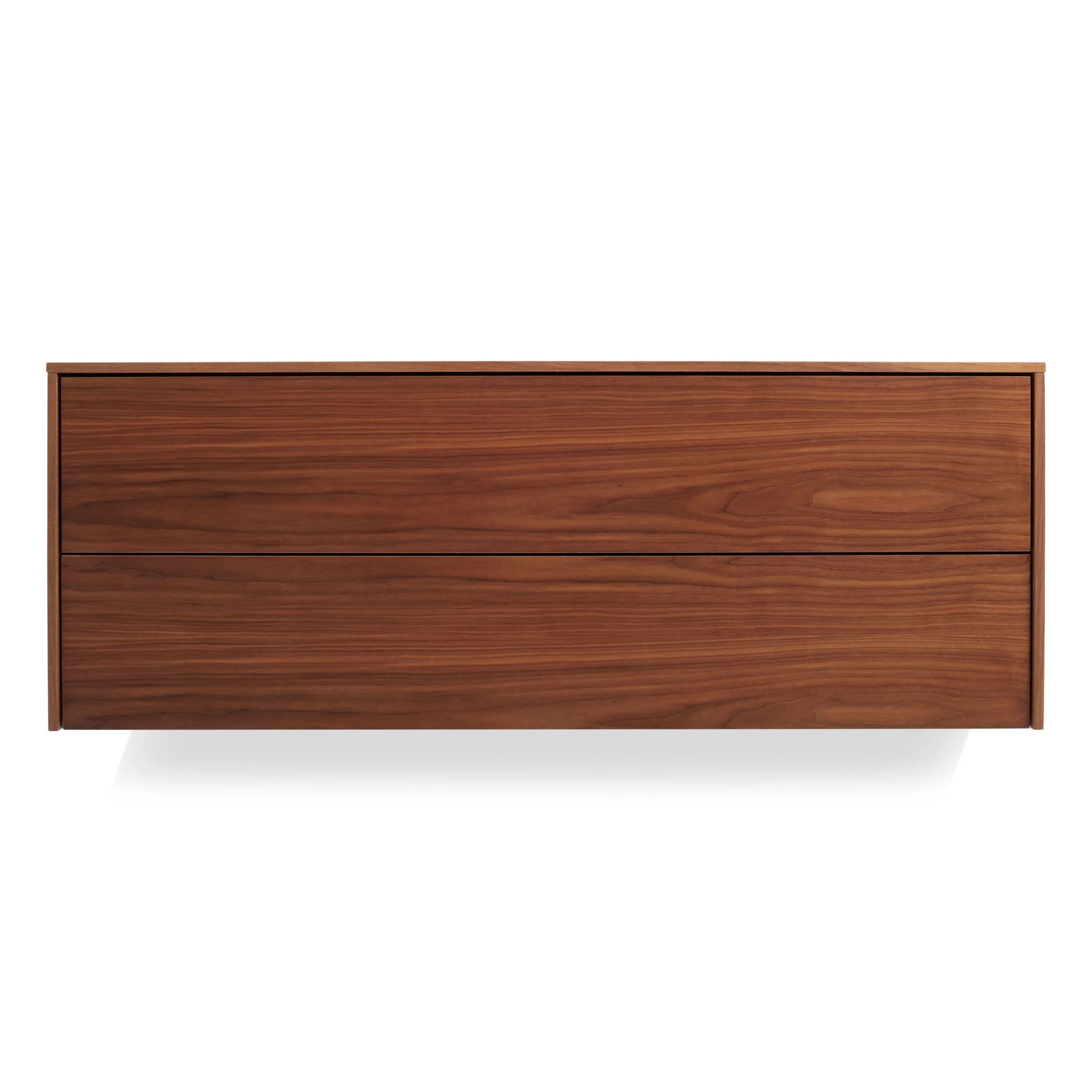 Modern Walnut Wood Wall Cabinet with Two Drawers for Living Room