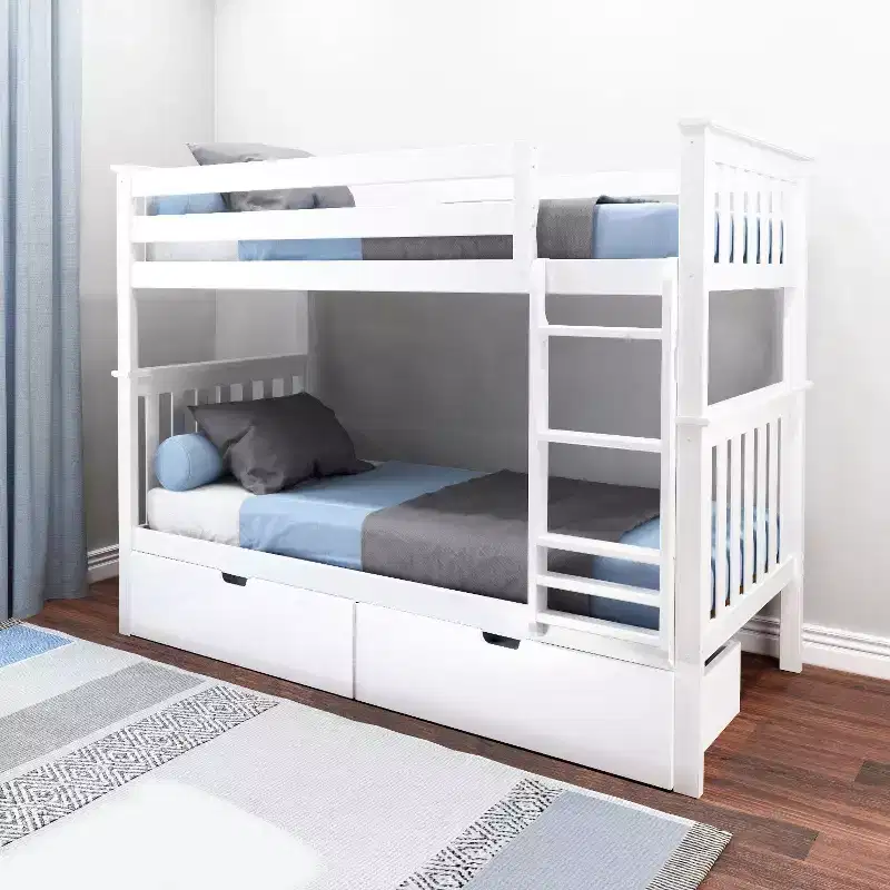 Solid Wood Twin over Twin Bunk Bed for Kids with Underbed Storage Drawers