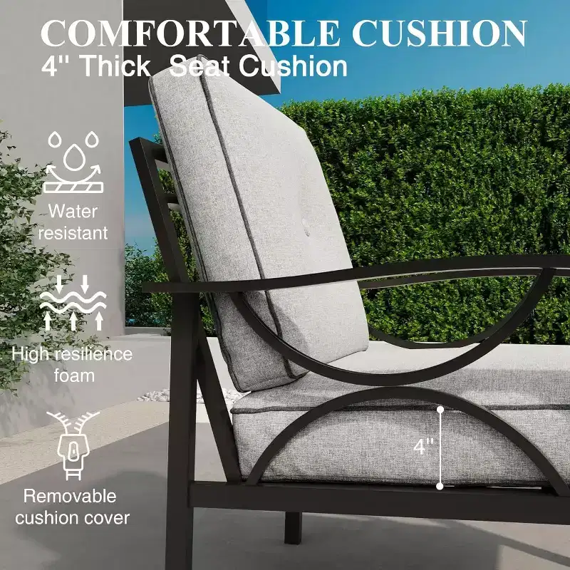Heynemo Outdoor Patio Furniture Set, 2 Piece Patio Conversation Set, Metal Furniture Set with 3 seat Sofa