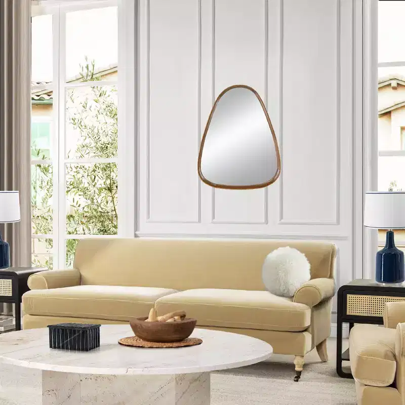 Naveen 37.5 Oblong Oval Modern Wall Mirror with Pine Wood Frame