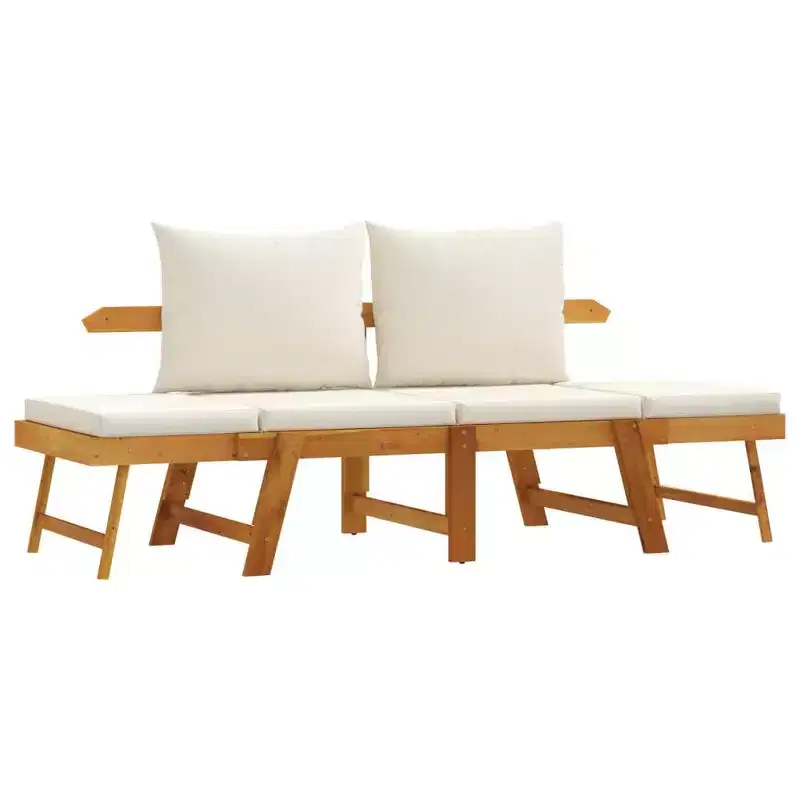 vidaXL Garden Bench Cream white Solid Acacia wood 2-in-1 adjustable