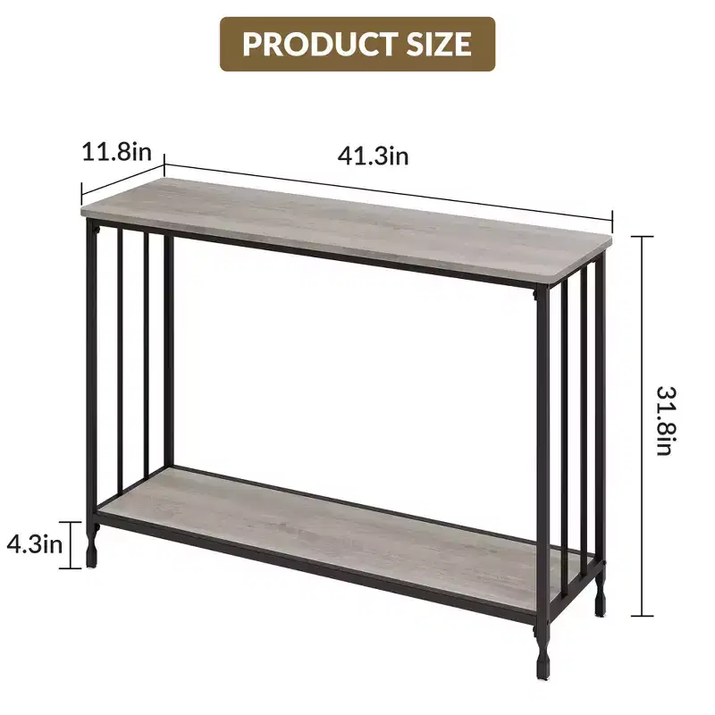 GustoWave 41.5'' Narrow Console Table, 2-Tier Wood Accent Sofa Table Furniture for Entryway, Living Room, Hallway, Easy Assembly