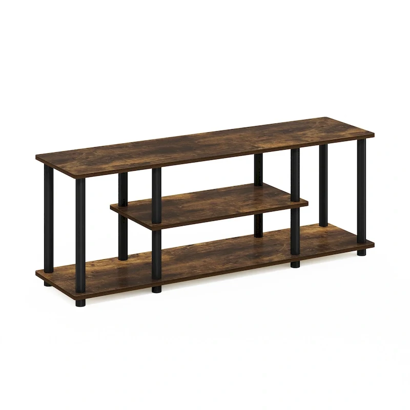 No Tools 3-Tier Entertainment TV Stand | Recycled PVC Tubes & Composite Wood | Twist-Turn-Stack Assembly | 10 Min