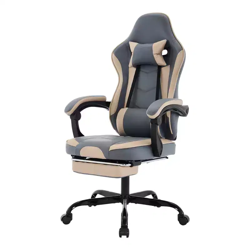Gaming Chair, Ergonomic Computer Chair with Footrest and Massage Lumbar Support, Height Adjustable Swivel Video Game Chair