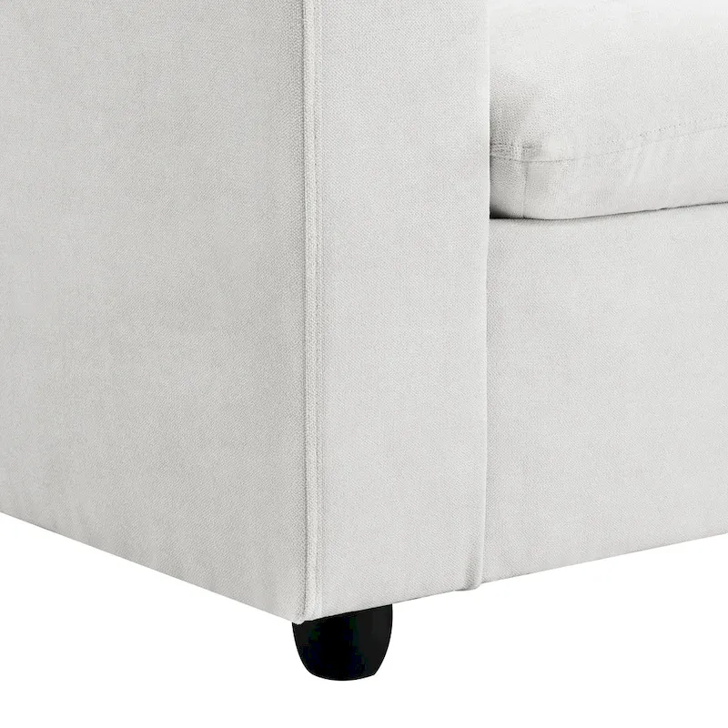 L-shaped Sectional Cloud Couch Set w/Throw Pillows, Ottoman, Wide Seat