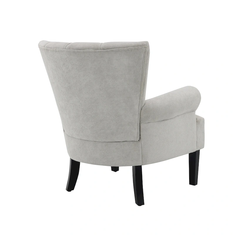 Grey Modern 29 Upholstered Arm Chair with High-Density Foam and Channel Back