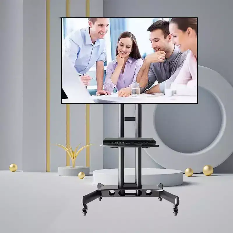 Rolling Cart Stand for 32-65 Inch Screens, Mobile Adjustable Stand with Wheels, Home Office, Black