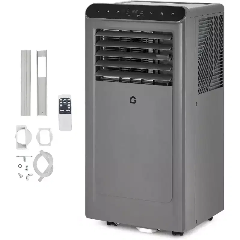 Acekool 10,000 BTU Portable Air Conditioner, 4-in-1 AC Dehumidifier Fan Sleep Mode, Remote, Energy Efficient, for Rooms up to 450 Sq. Ft, Grey