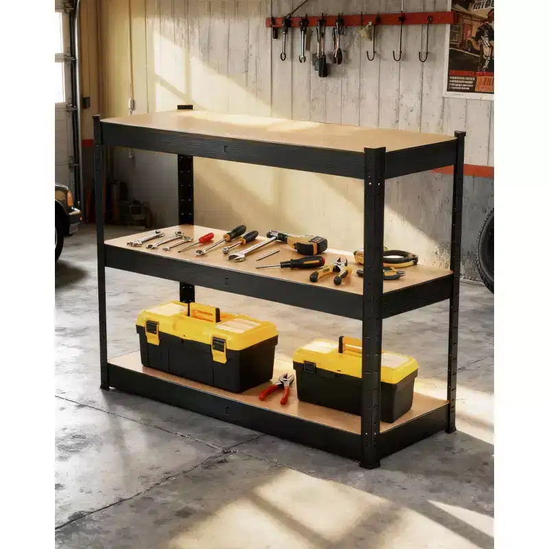 3-Tier Storage Shelf  35x24x35, Carbon Steel & MDF, Holds 397 lbs per Shelf, Adjustable for Pantry & Basement