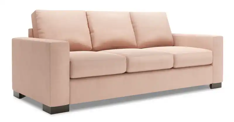 Made in Canada Customizable 85 Linen-Look Fabric Sofa Bed with Track Arms - Pax Rose Pink