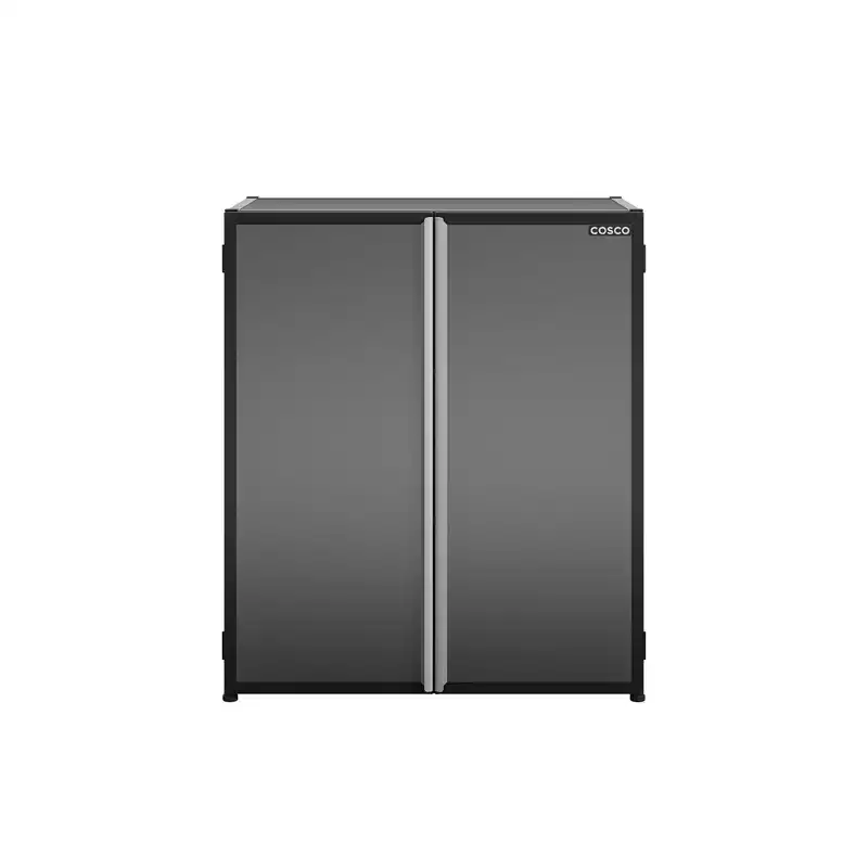Freestanding Stackable Garage Cabinet – Black & Gray, 100 lb Capacity