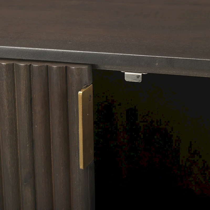 Terra Dark Brown Solid Wood Fluted Sideboard - 72.0L x 18.5W x 32.0H