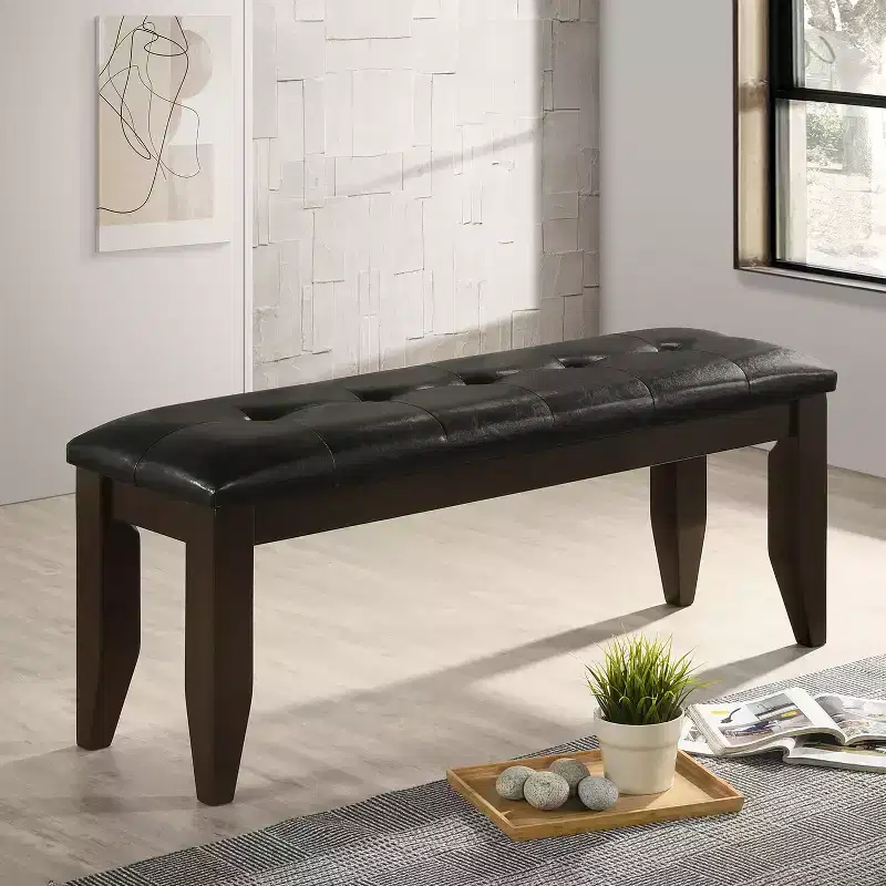 Faux Leather Dining Bench in Cappuccino and Black