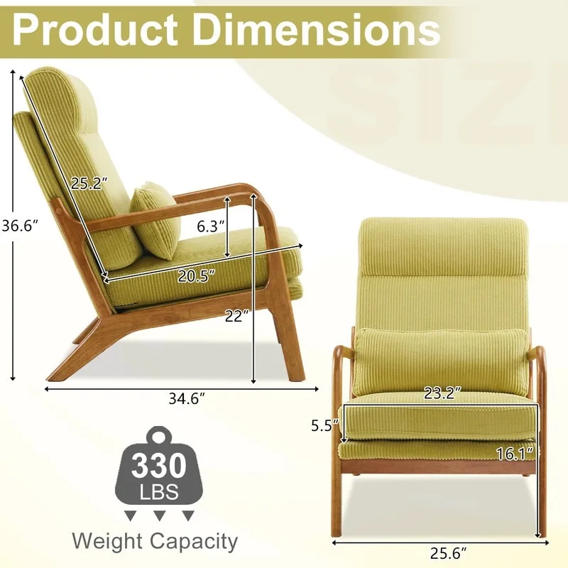 High Back Solid Wood Armrest Backrest Leisure Chair Accent Chair
