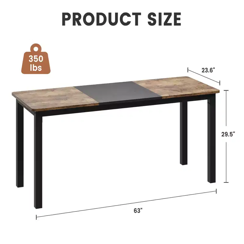 WhizMax 63 Inch Computer Desk, Large Office Desk with Black Metal Frame, Modern Simple Style Gaming Desk, Sturdy Writing Workstatio