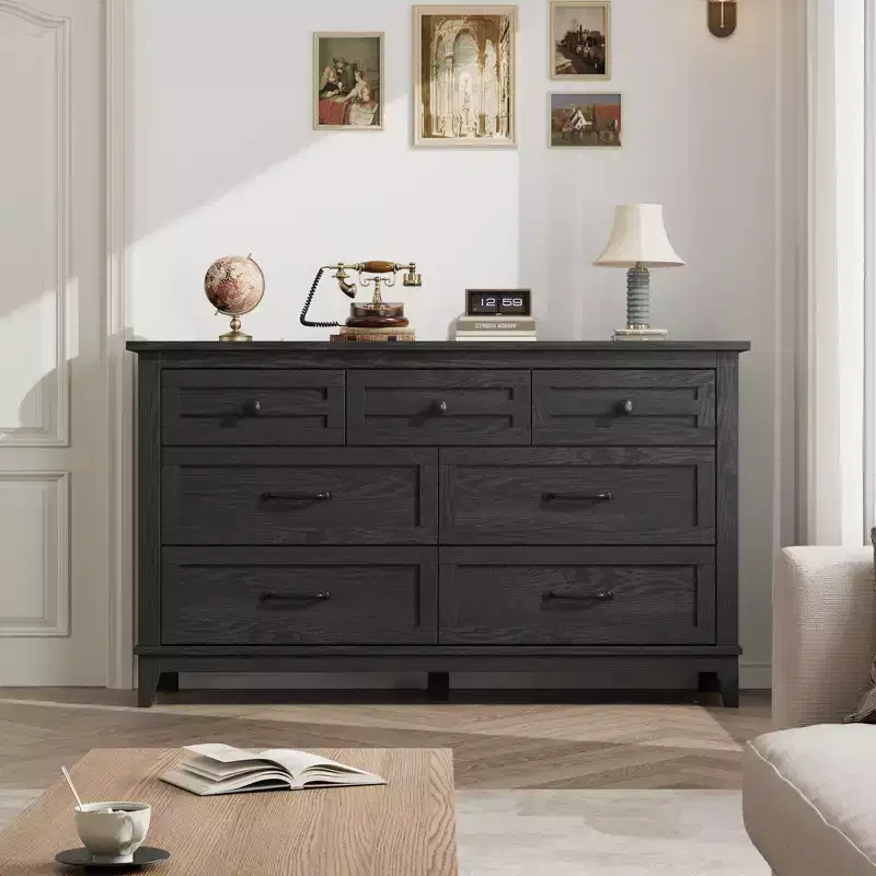Dresser for Bedroom, 54 Wide Drawer Dresser with Storage Freestanding, Wooden Closet Storage Chest for Living Room, Bedroom