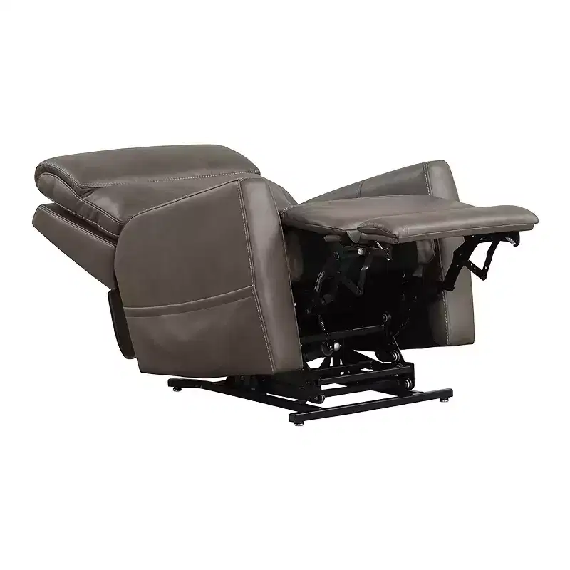 Leatherette Powered Recliner Lift Chair with Zone Heating and Adjustable Headrest, Gray