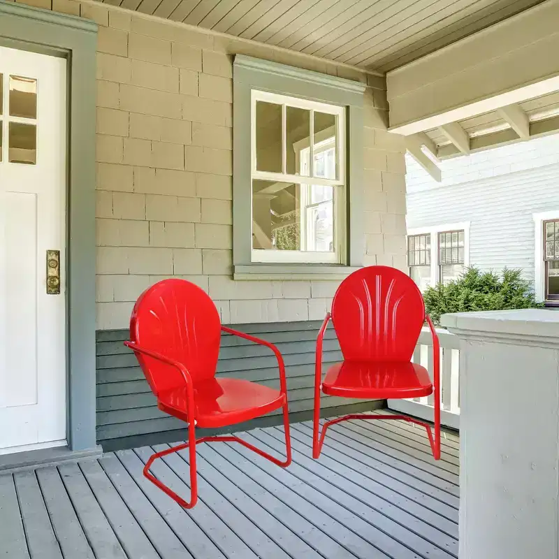 Northlight 34 Outdoor Retro Metal Tulip Armchair, Red