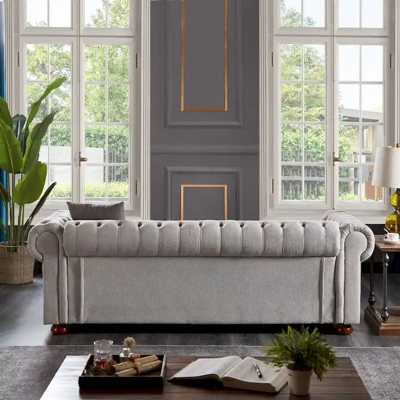 Chesterfield Linen Fabric Sofa