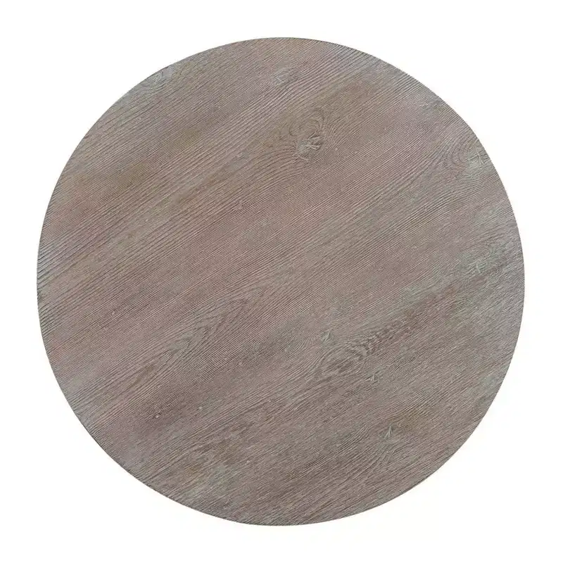 Greystone Mill Round End Table, Stone White Wash with Wire Brush Distressing