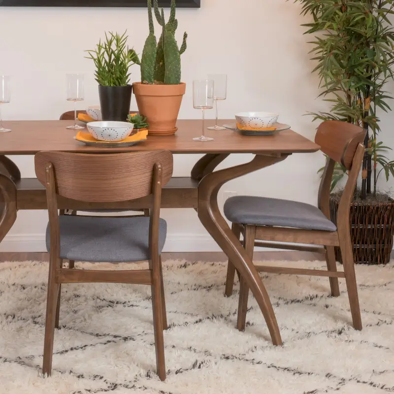 Fabric-upholstered Wood Dining Chairs (Set of 2) by Christopher Knight
