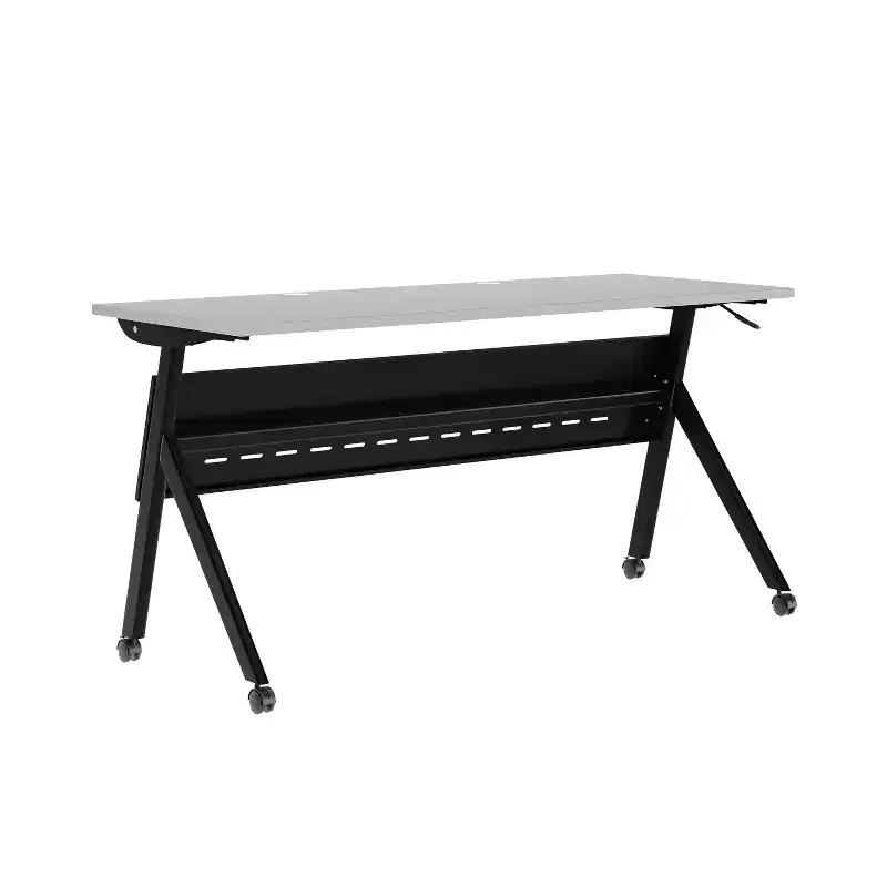 Flash Furniture Davis Commercial Grade Heavy-Duty Nesting Flip Training Table with Y-Legs, Modesty Panel, Tabletop, and Frame