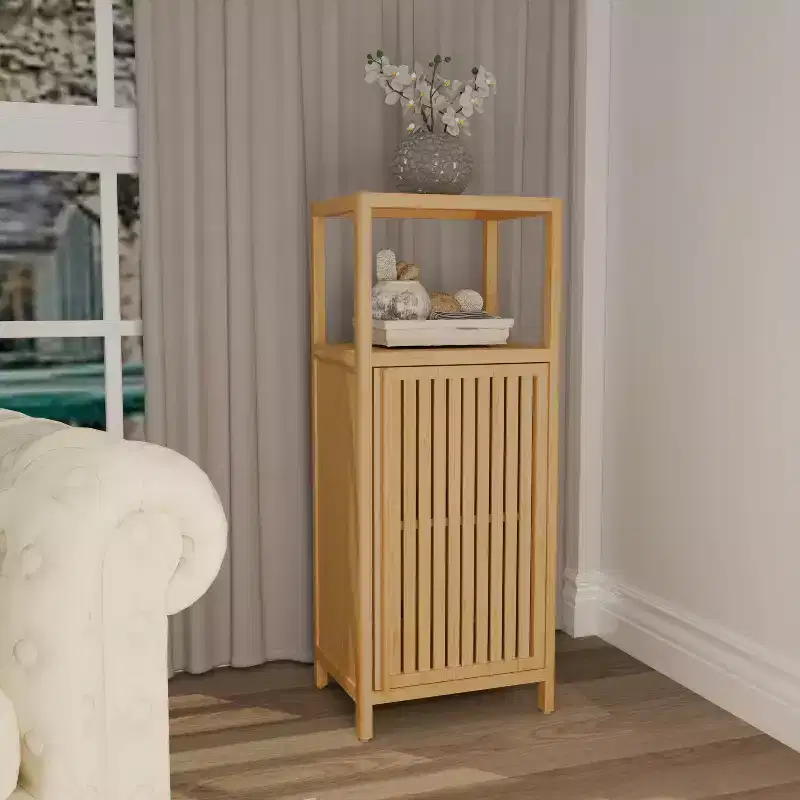 GDFStudio Hoyle Modern 41 Bamboo Storage Cabinet with Door and Shelf