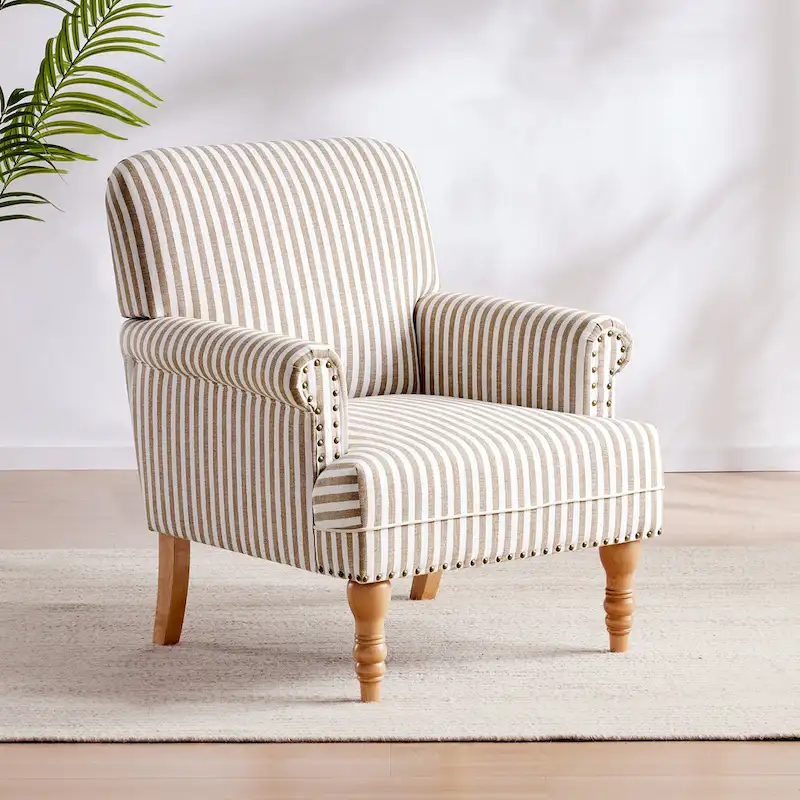 Rolled Armchair Accent Chair Set of 2 Blue/ Grey/ Brown