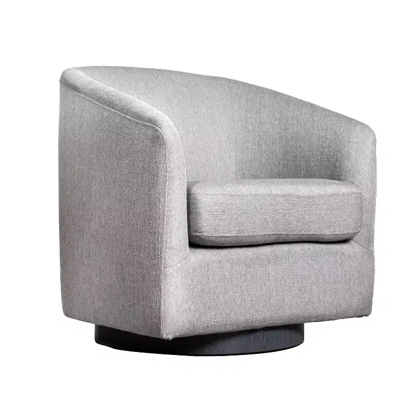 Flash Furniture Landon Club Style Commercial Barrel Accent Armchair with 360 Degree Swivel Metal Base and Sloped Armrests