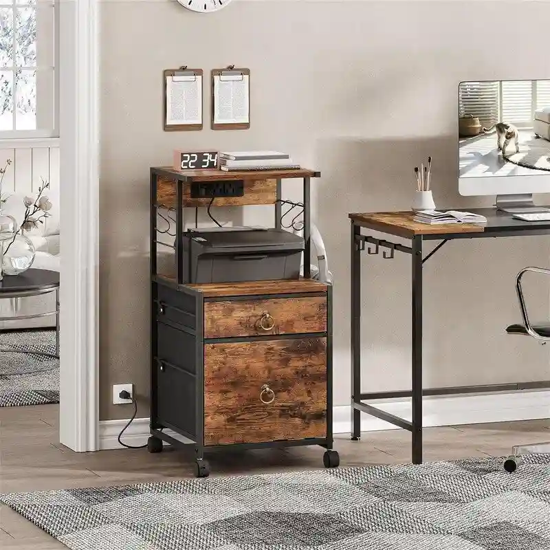 2-Drawer File Cabinet with Power Outlet