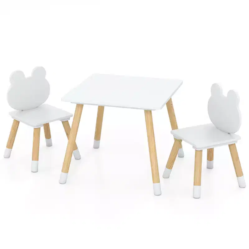 Costway Kids Table & Chairs Set Children Multi-Activity Desk & Frog-Shaped Chair Set w/Wooden Legs