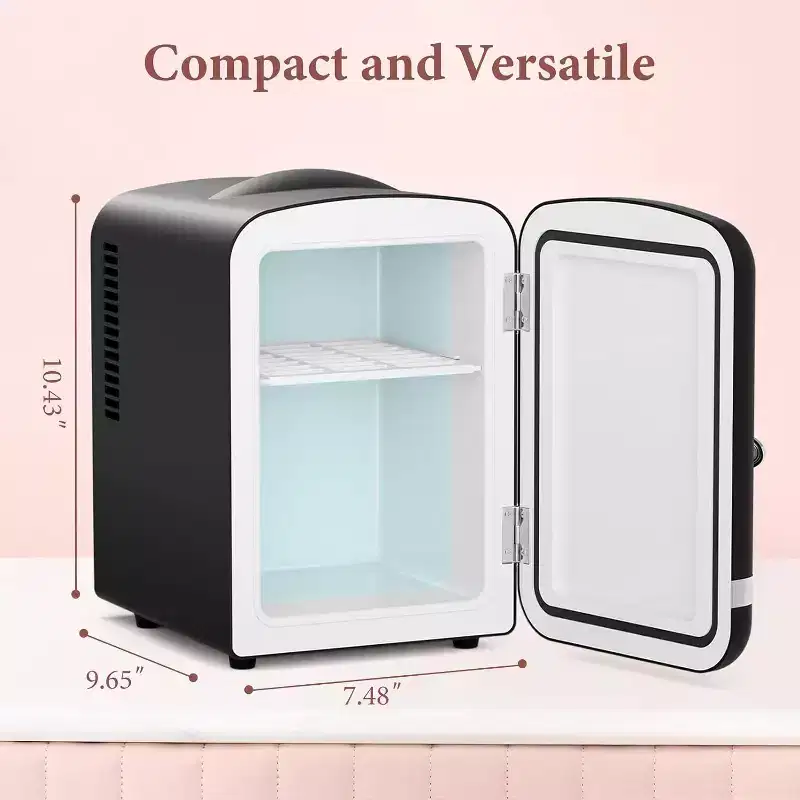 ZAFRO Retro Mini Fridge, Compact Refrigerator with 4L Capacity/6 Cans Cooler & Warmer, Removable Shelf for Skincare, Beverages, Cosmetics
